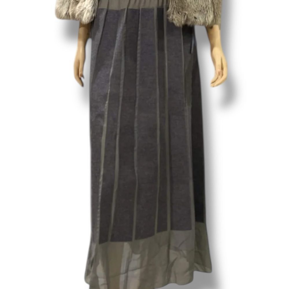 Victor & Rolf Gray Wool & Silk Wide Panels Long Skirt - NEW